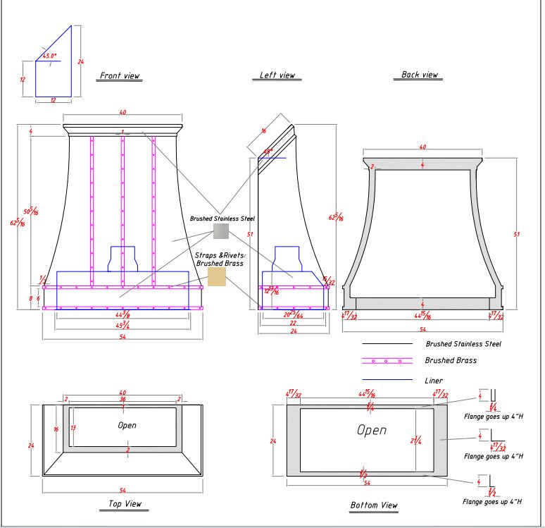 Fobest Custom Stainless Steel Range Hood - Custom Link for Chris