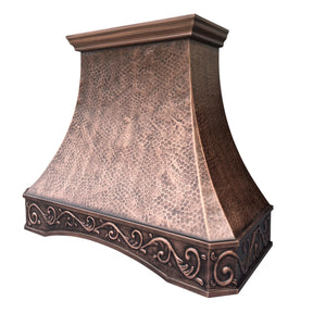 Fobest Antique Handmade Bottom Arched Copper Range Hood with Classic Apron FCP-14 - Copper Range Hood-Fobest Appliance