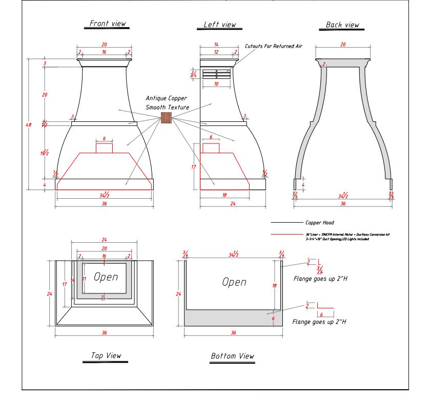 Fobest custom copper range hood FCP-86 -rest of payment  for Fred - Fobest Appliance