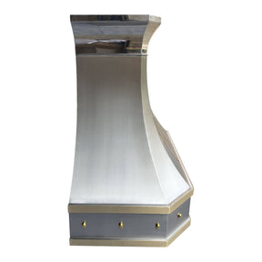 Fobest Custom Brushed Stainless Steel Range Hood with Polished Crown FSS-138 - Fobest Appliance