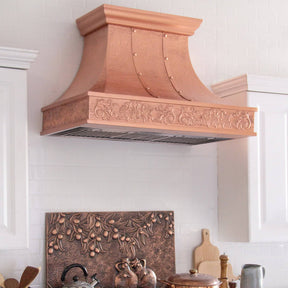 Fobest Beehive Hammered Natural Copper Range Hood with Mystery Apron Pattern FCP-75 - Copper Range Hood-Fobest Appliance