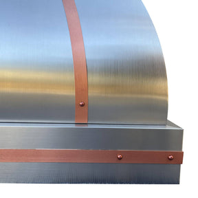 Fobest Bell Design Custom Stainless Steel Range Hood with Copper Straps FSS-49 - Stainless Steel Range Hood-Fobest Appliance