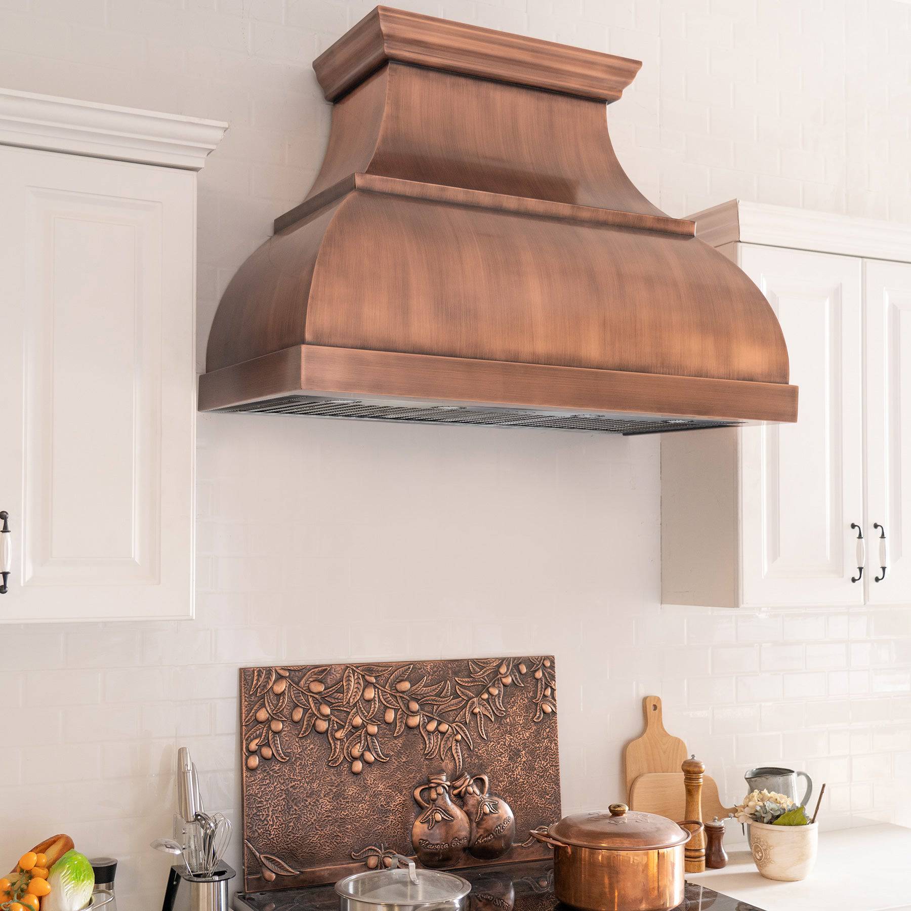 Fobest Bell Shape Handmade Custom Antique Copper Range Hood FCP-86 - Copper Range Hood-Fobest Appliance