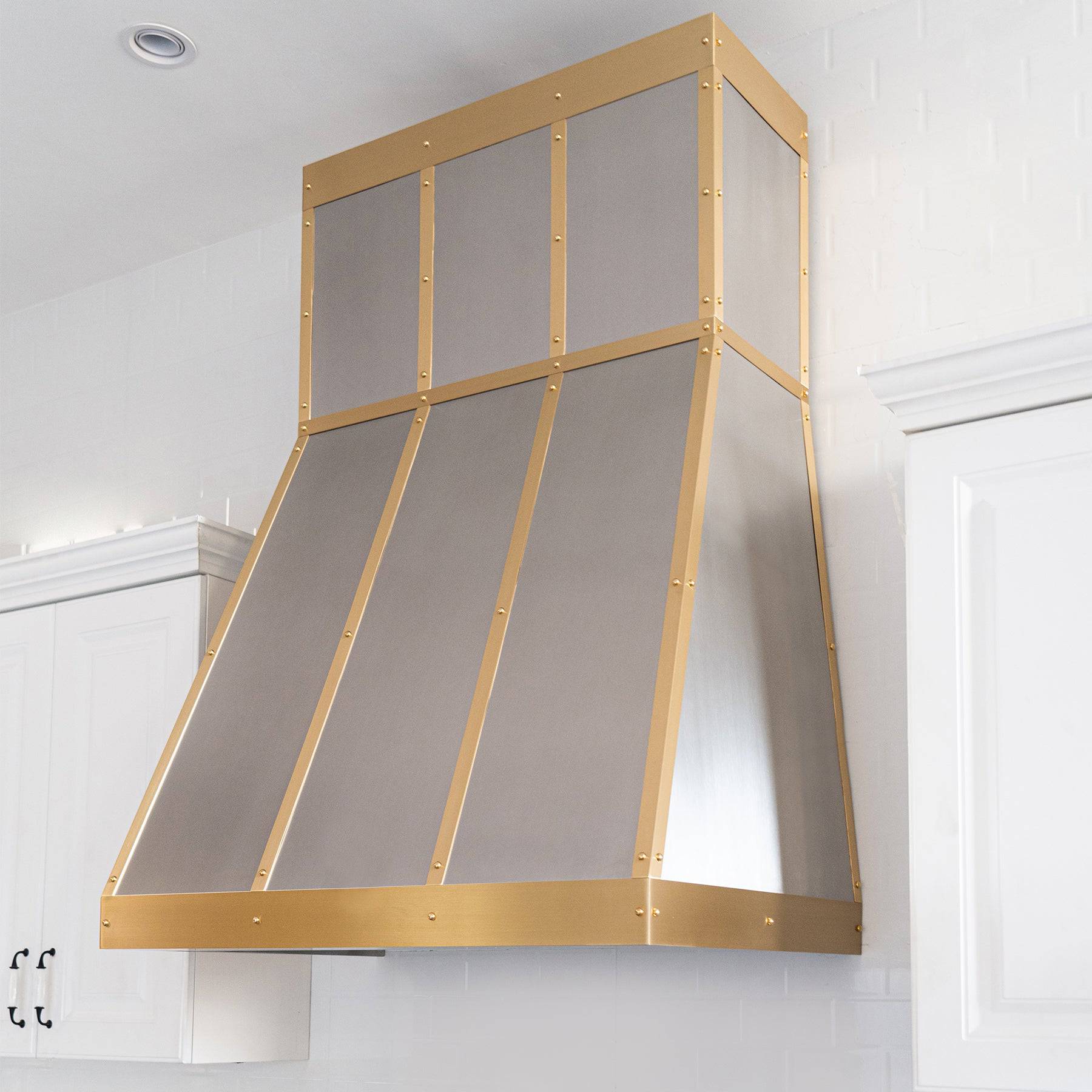 Fobest Chimney Design Custom Stainless Steel Range Hood with Brass Trim FSS-110 - Stainless Steel Range Hood-Fobest Appliance