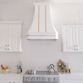 Fobest Classic Custom White Range Hood with Brass Straps FSS-100 - Stainless Steel Range Hood-Fobest Appliance