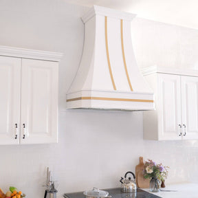 Fobest Classic Custom White Range Hood with Brass Straps FSS-100 - Stainless Steel Range Hood-Fobest Appliance