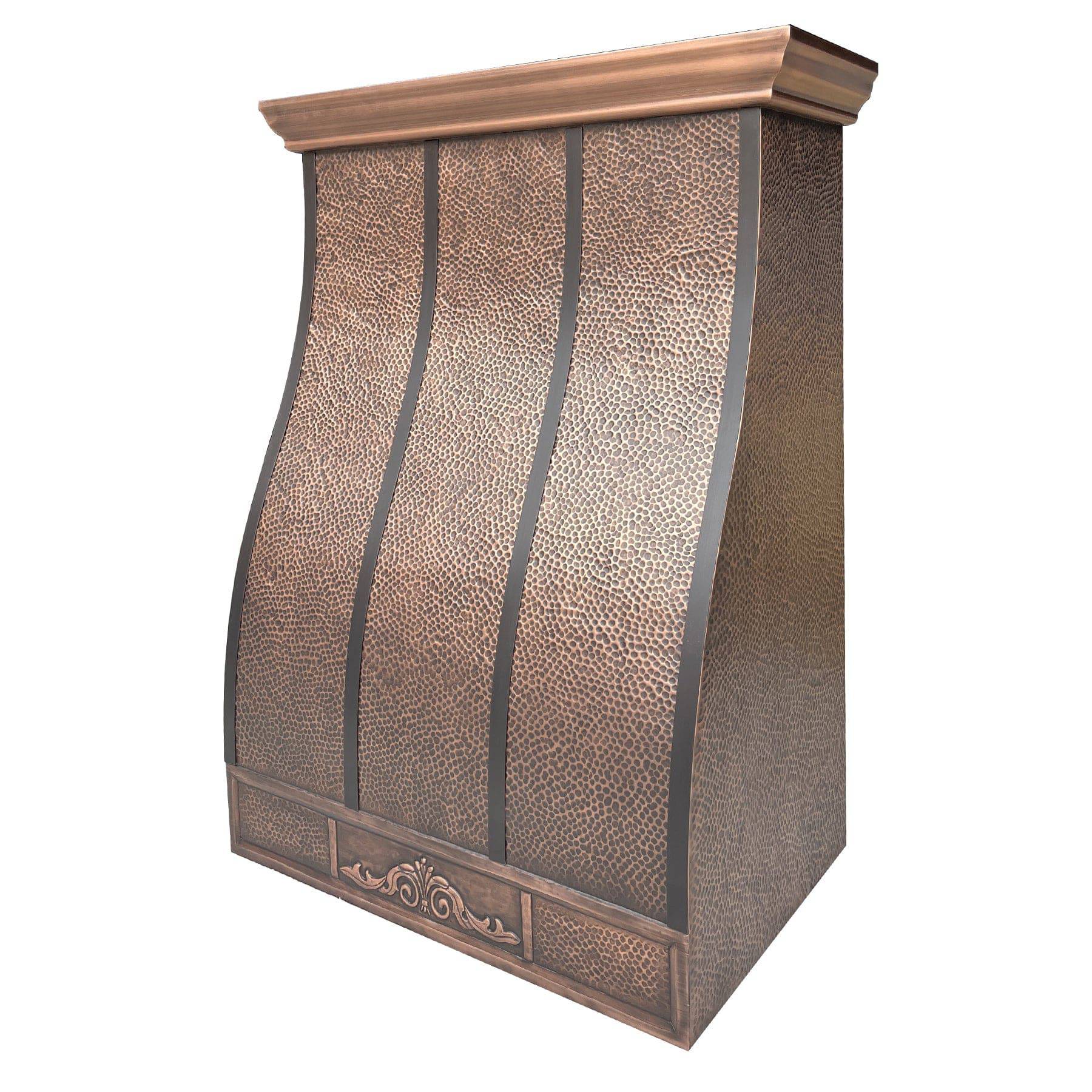 Fobest Classic Hammered Antique Copper Range Hood with Vintage Apron FCP-78 - Copper Range Hood-Fobest Appliance