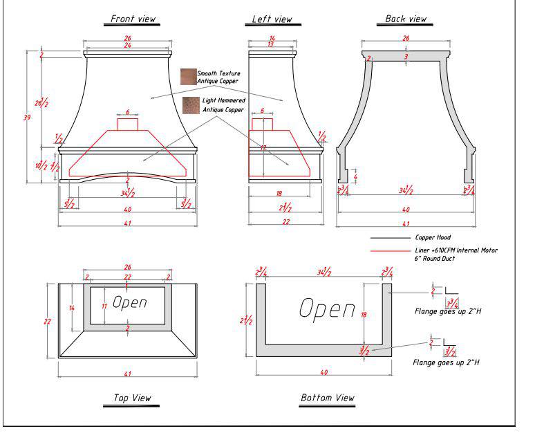 Fobest Copper Range Hood-Custom Link For Karen-FCP-70 - -Fobest Appliance