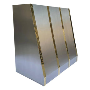 Fobest Custom Angled Design Stainless Steel Kitchen Hood with Mirror Straps and rivets FSS-104 - Stainless Steel Range Hood-Fobest Appliance