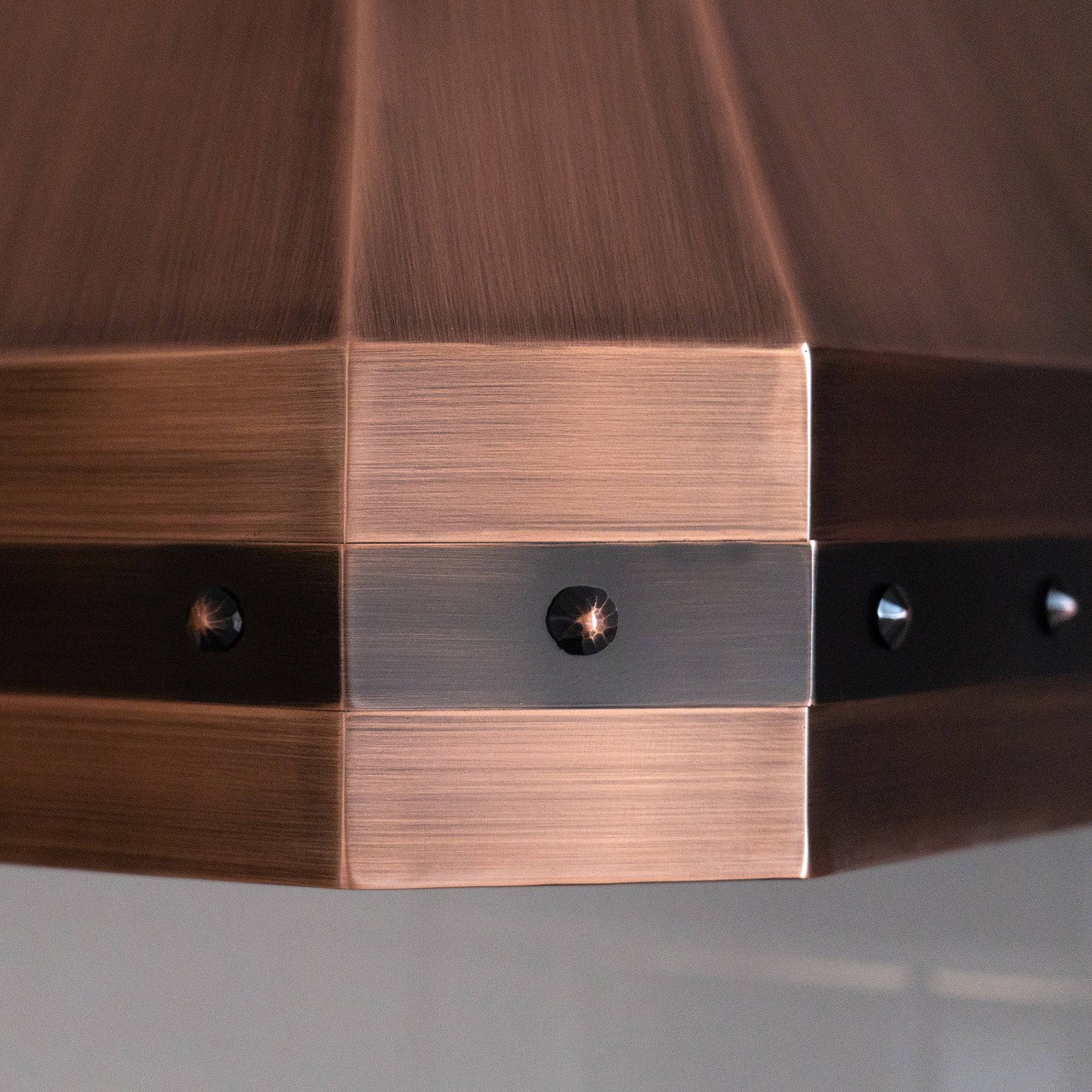 Fobest Custom Antique Copper Range Hood with Metal Bands FCP-24 - Copper Range Hood-Fobest Appliance