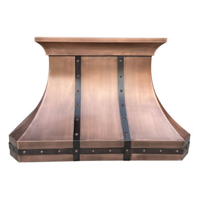 Fobest Custom Antique Copper Range Hood with Metal Bands FCP-24 - Copper Range Hood-Fobest Appliance