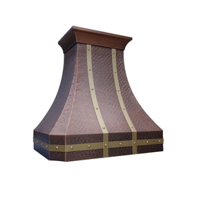 Fobest Custom Antique Copper Range Hood with Metal Bands FCP-24 - Copper Range Hood-Fobest Appliance