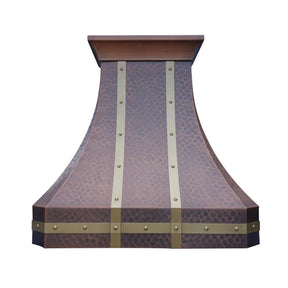 Fobest Custom Antique Copper Range Hood with Metal Bands FCP-24 - Copper Range Hood-Fobest Appliance