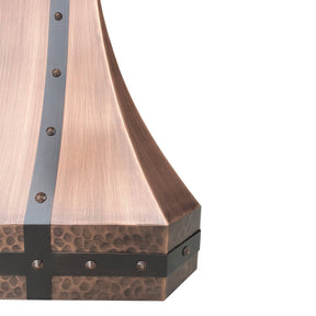 Fobest Custom Antique Copper Range Hood with Metal Bands FCP-24 - Copper Range Hood-Fobest Appliance