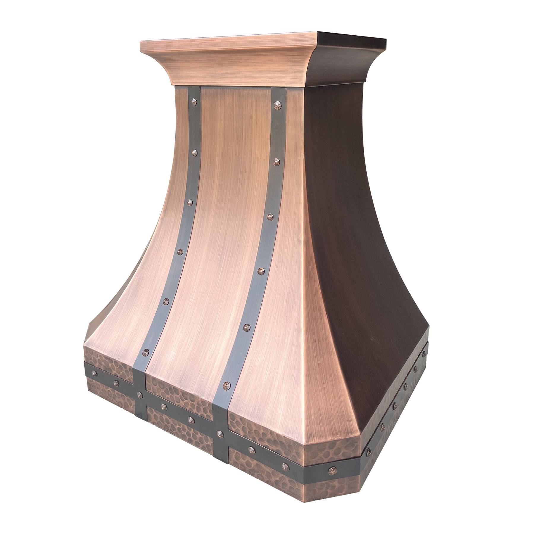 Fobest Custom Antique Copper Range Hood with Metal Bands FCP-24 - Copper Range Hood-Fobest Appliance