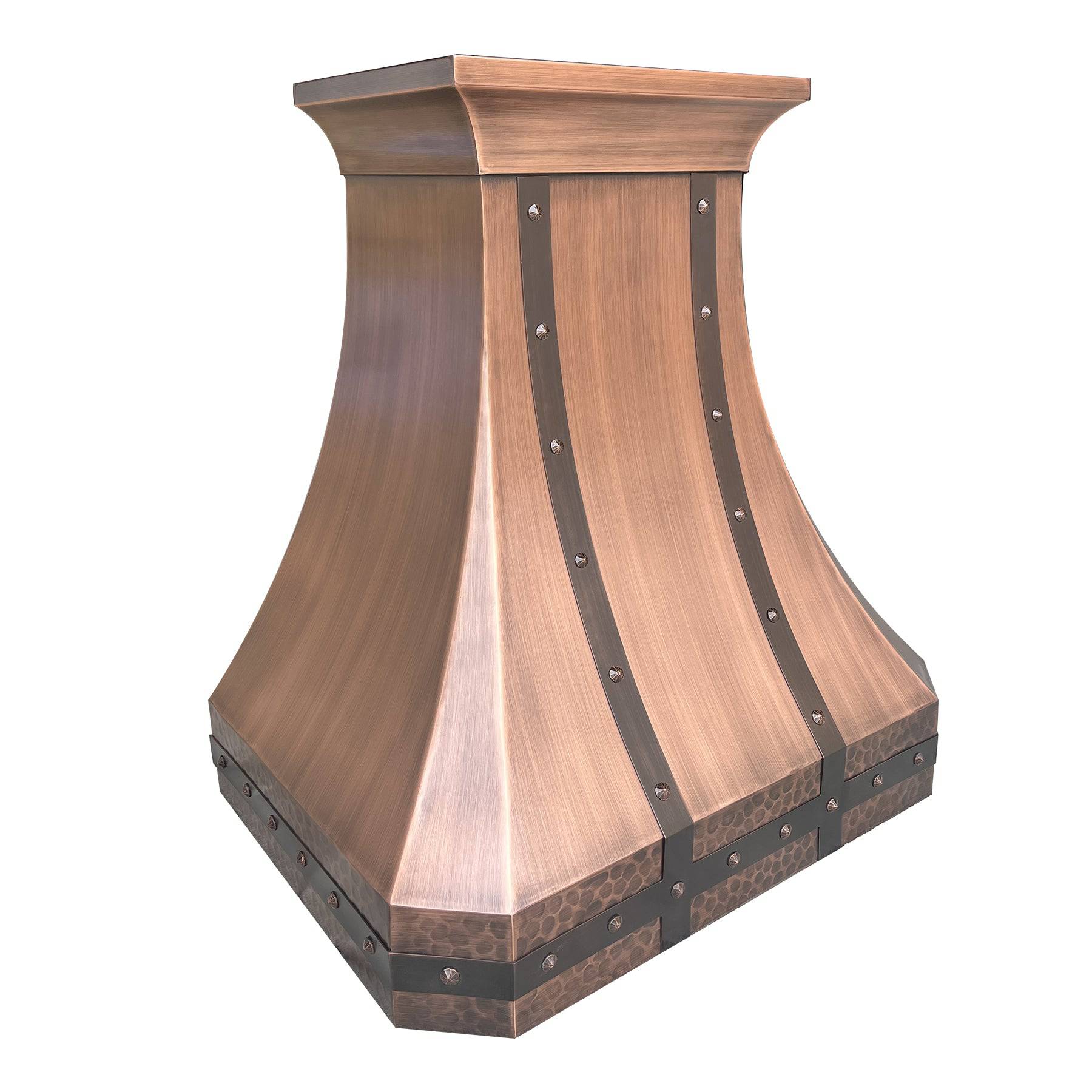 Fobest Custom Antique Copper Range Hood with Metal Bands FCP-24 - Copper Range Hood-Fobest Appliance