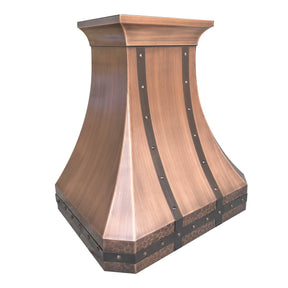 Fobest Custom Antique Copper Range Hood with Metal Bands FCP-24 - Copper Range Hood-Fobest Appliance