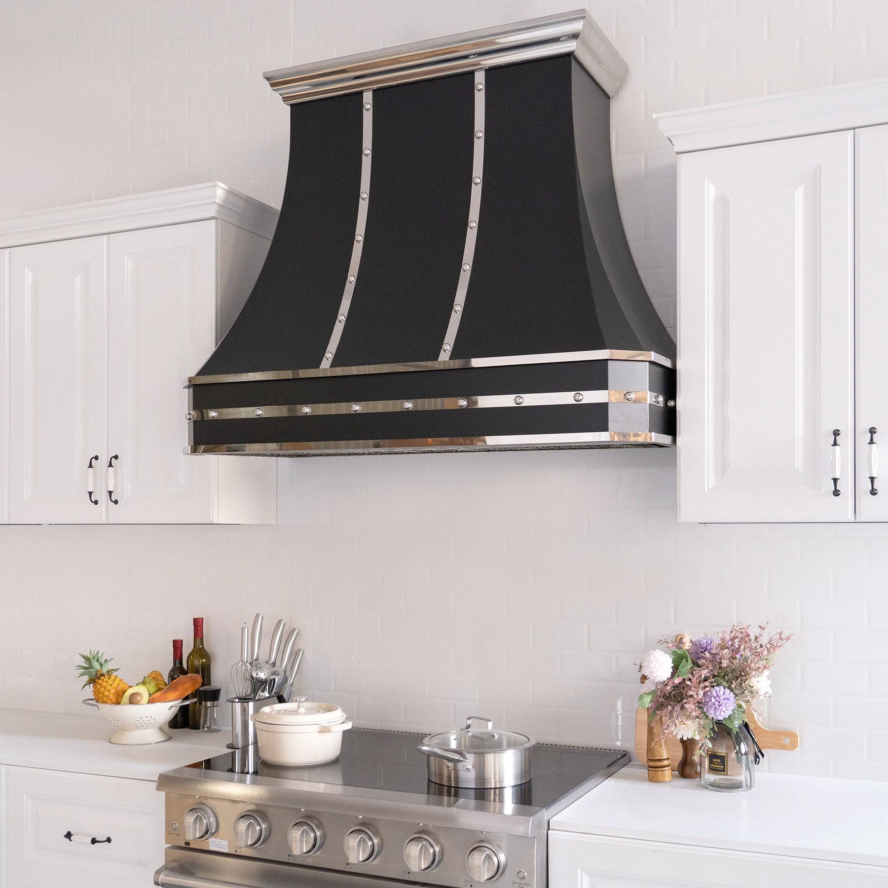 Fobest Custom Black Stainless Steel Kitchen Hood with Straps FSS-57 - Stainless Steel Range Hood-Fobest Appliance