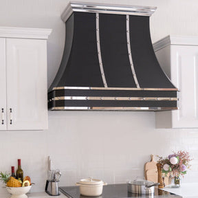 Fobest Custom Black Stainless Steel Kitchen Hood with Straps FSS-57 - Stainless Steel Range Hood-Fobest Appliance