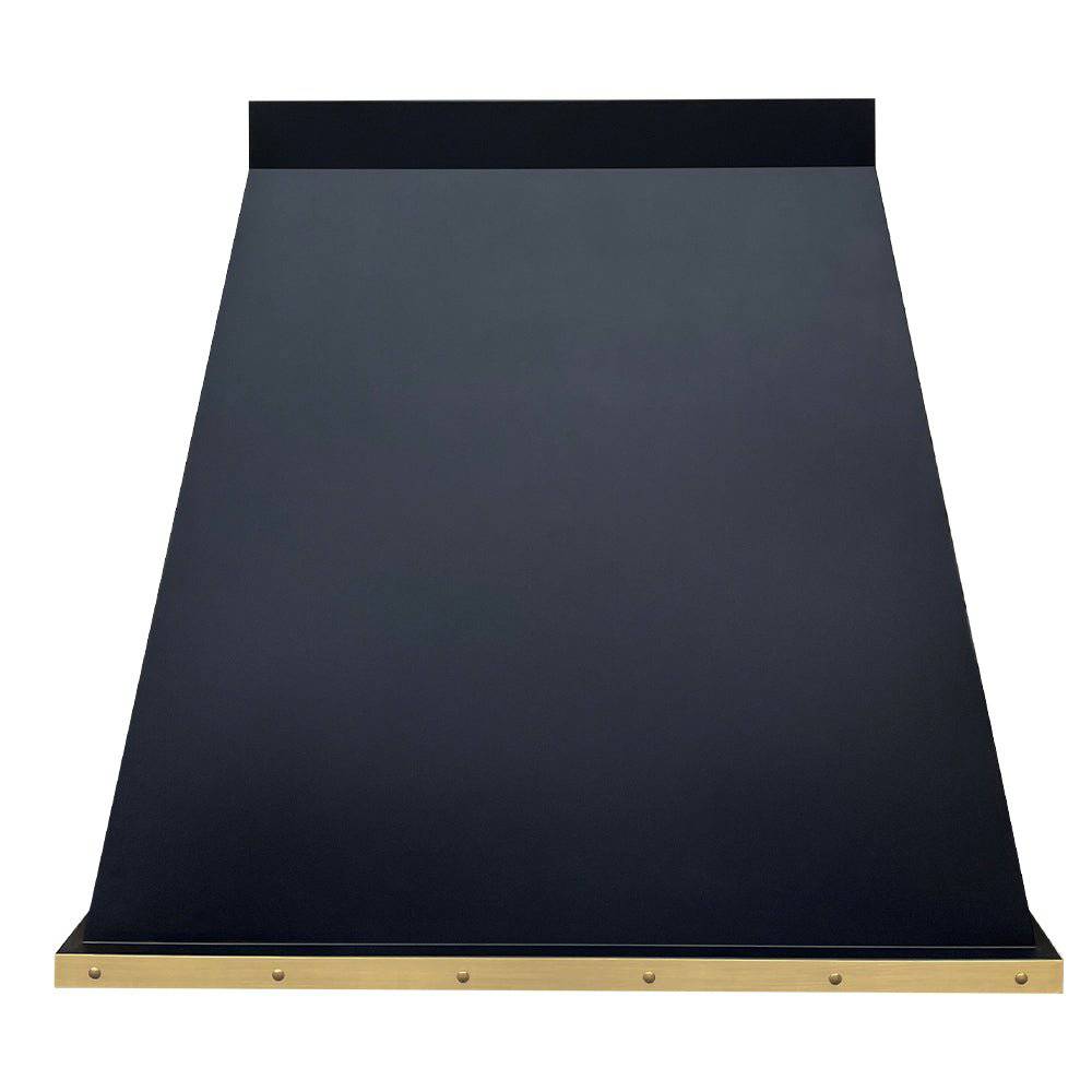 Fobest Custom Black Stainless Steel Range Hood with Brass Band and Rivets Decors