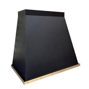 Fobest Custom Black Stainless Steel Range Hood with Brass Band Bottom FSS-67 - Stainless Steel Range Hood-Fobest Appliance