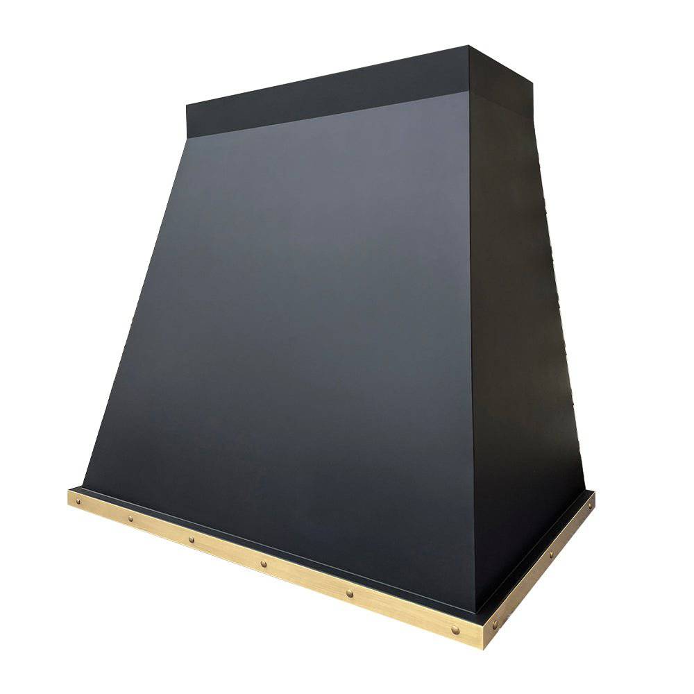 Fobest Custom Black Stainless Steel Range Hood with Brass Band Bottom FSS-67 - Stainless Steel Range Hood-Fobest Appliance