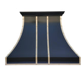 Fobest Custom Black Stainless Steel Range Hood with Brass Straps and Rivets FSS-106 - Stainless Steel Range Hood-Fobest Appliance