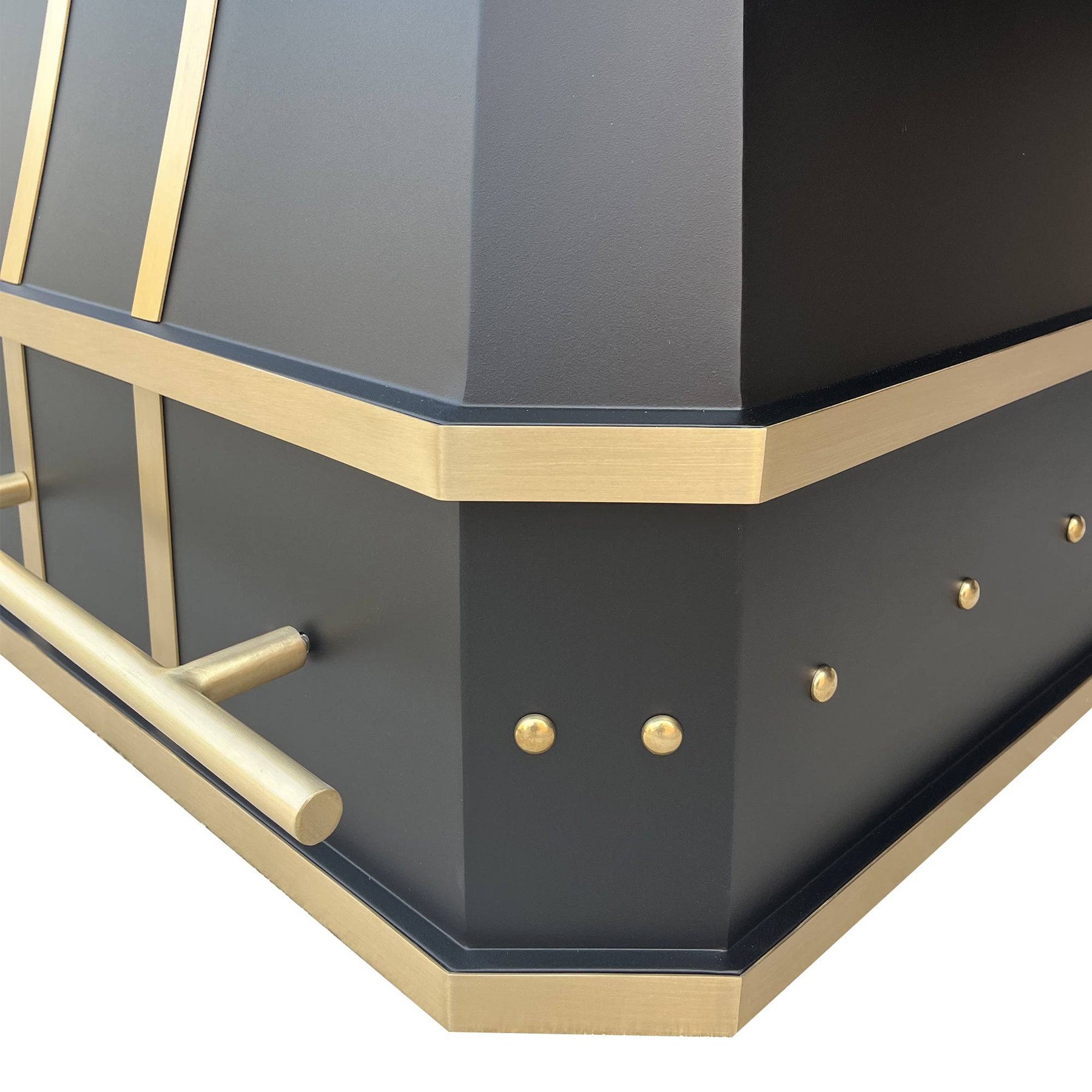 Fobest Custom Black Stainless Steel Range Hood With Gold Trims FSS-4 - Stainless Steel Range Hood-Fobest Appliance