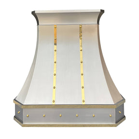 Fobest Custom Brushed Stainless Steel Range Hood With Brass Straps FSS-8 - Stainless Steel Range Hood-Fobest Appliance