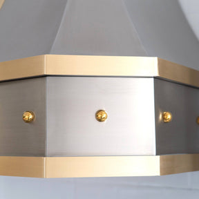 Fobest Custom Stainless Steel Range Hood with Classic Brass Decor on Apron 