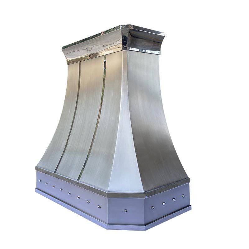 Fobest Custom Brushed Stainless Steel Range Hood with Polished Crown FSS-138 - Stainless Steel Range Hood-Fobest Appliance