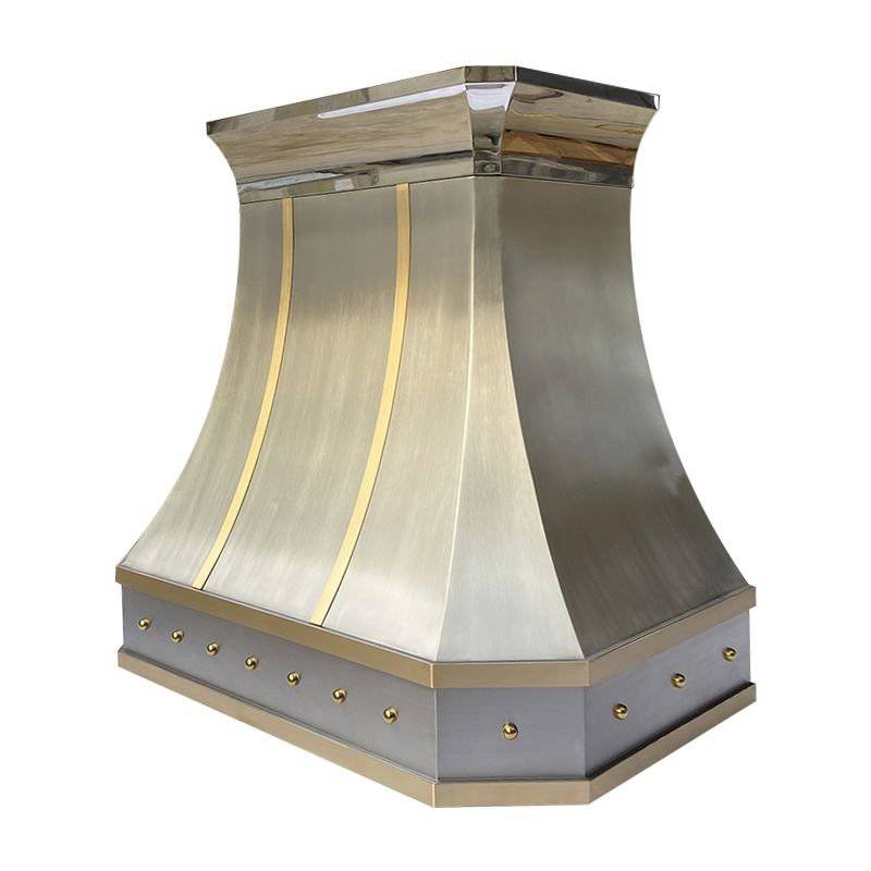 Fobest Custom Brushed Stainless Steel Range Hood with Polished Crown FSS-138 - Stainless Steel Range Hood-Fobest Appliance