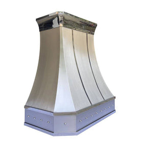 Fobest Custom Brushed Stainless Steel Range Hood with Polished Crown FSS-138 - Stainless Steel Range Hood-Fobest Appliance