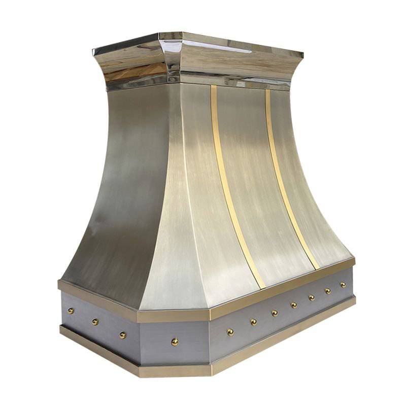 Fobest Custom Brushed Stainless Steel Range Hood with Polished Crown FSS-138 - Stainless Steel Range Hood-Fobest Appliance