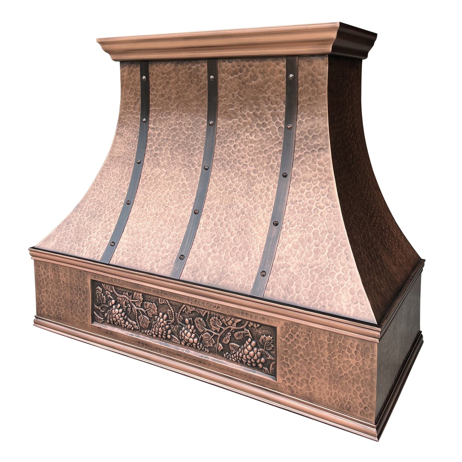 Fobest Custom Classic Hammered Copper Range Hood with Dark Straps FCP-5 - Copper Range Hood-Fobest Appliance