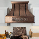 Fobest Custom Classic Hammered Copper Range Hood with Dark Straps FCP-5 - Copper Range Hood-Fobest Appliance