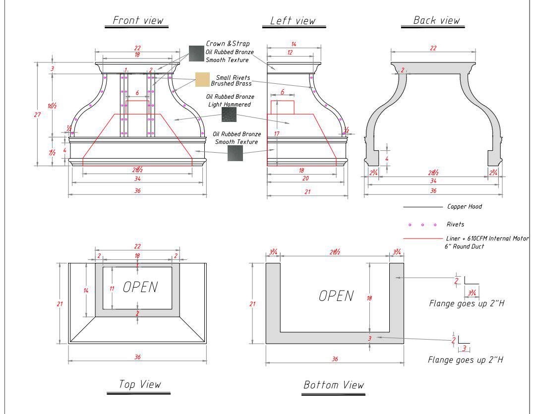 Fobest custom copper range hood FCP-2 for Simona - -Fobest Appliance