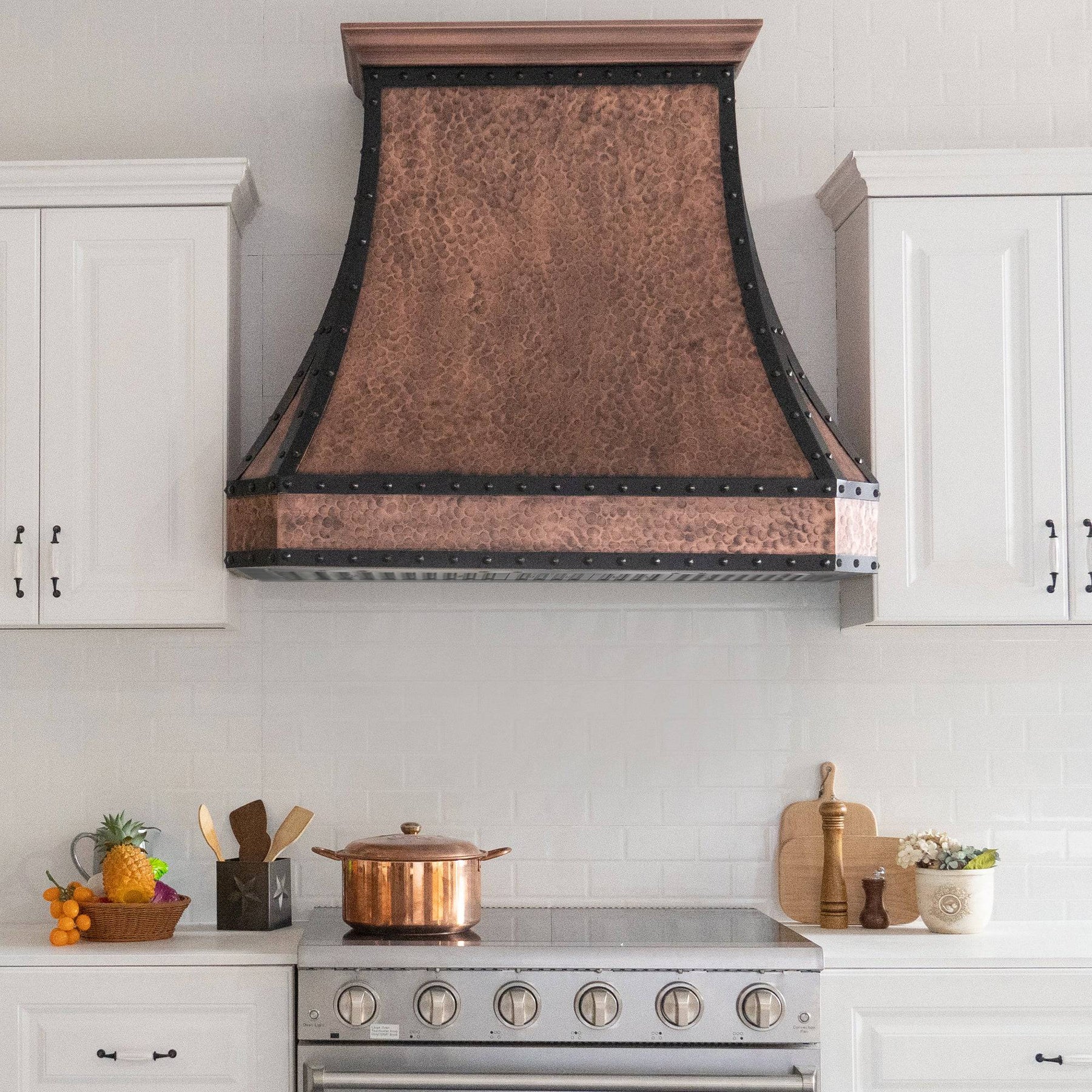 Fobest Custom Hammer Copper Kitchen Hood with Metal Frame FCP-63 - Copper Range Hood-Fobest Appliance