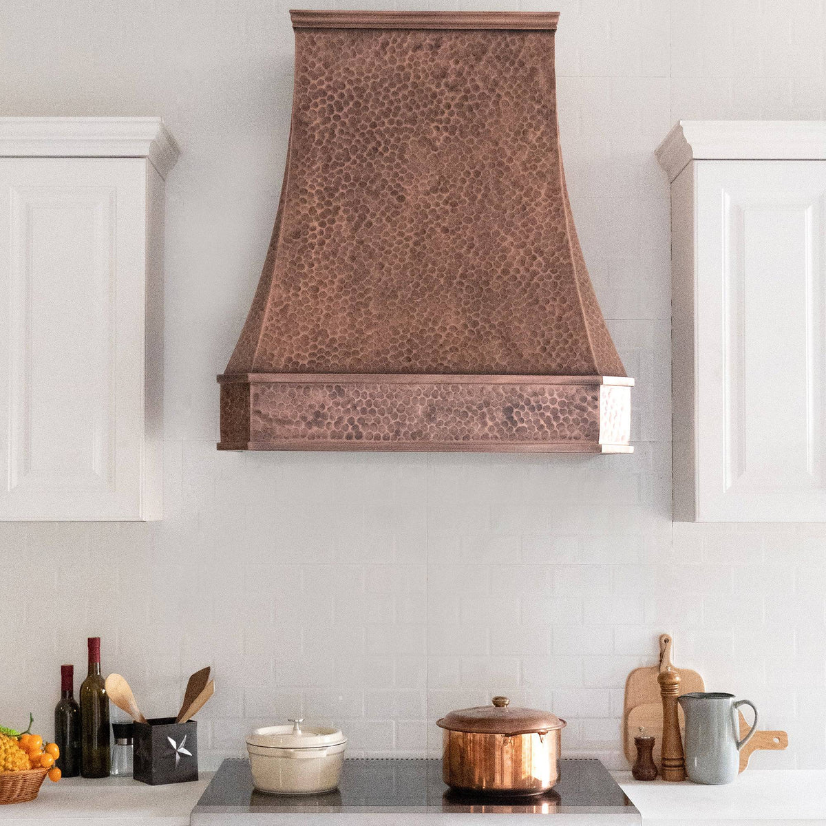 Fobest Custom Hammered Copper Stove Hood with Artisan Crown FCP-65 - Copper Range Hood-Fobest Appliance