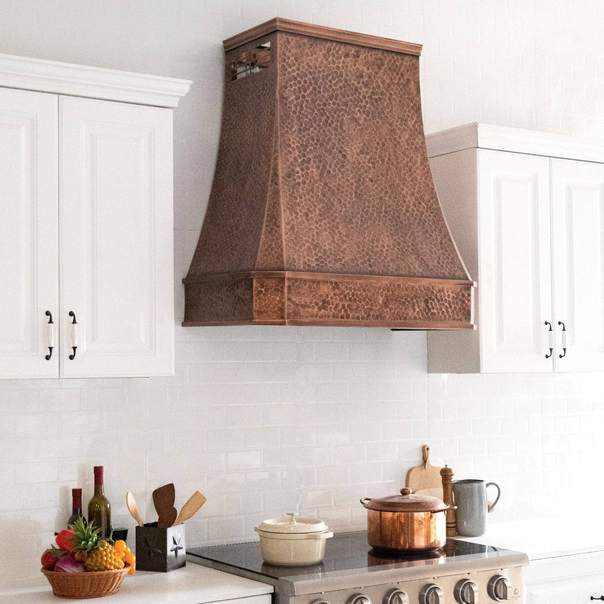 Fobest Custom Hammered Copper Stove Hood with Artisan Crown FCP-65 - Copper Range Hood-Fobest Appliance