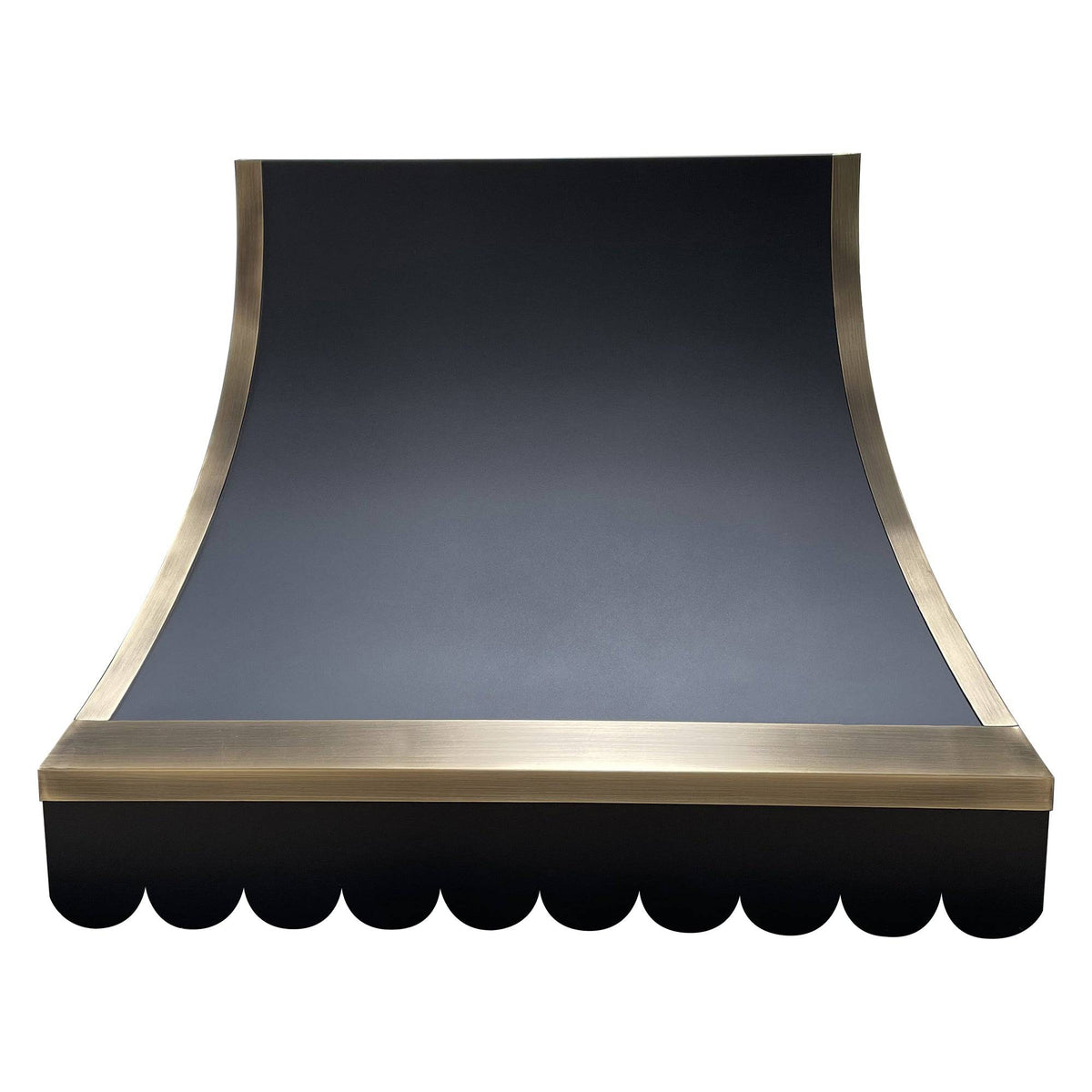 Fobest Custom Handcrafted Black Stainless Steel Range Hood with Aged Brass Trim FSS-54 - Stainless Steel Range Hood-Fobest Appliance