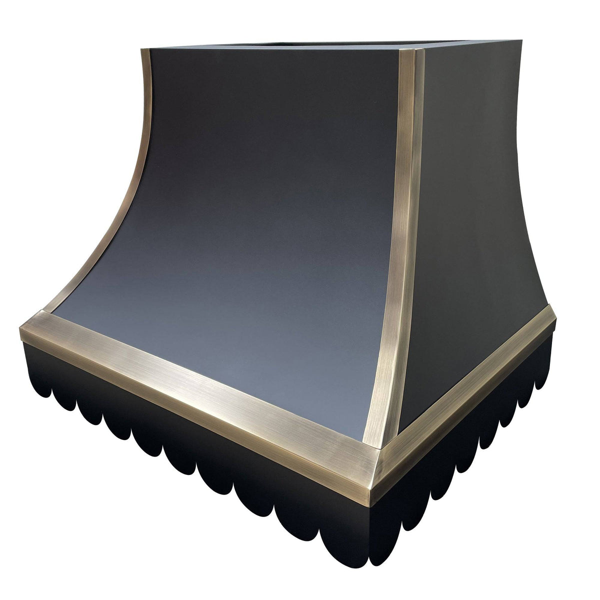 Fobest Custom Handcrafted Black Stainless Steel Range Hood with Aged Brass Trim FSS-54 - Stainless Steel Range Hood-Fobest Appliance