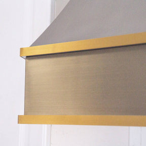 Fobest Custom Handcrafted Brushed Stainless Steel Range Hood with Horizontal Brass Strap FSS-44 - Stainless Steel Range Hood-Fobest Appliance