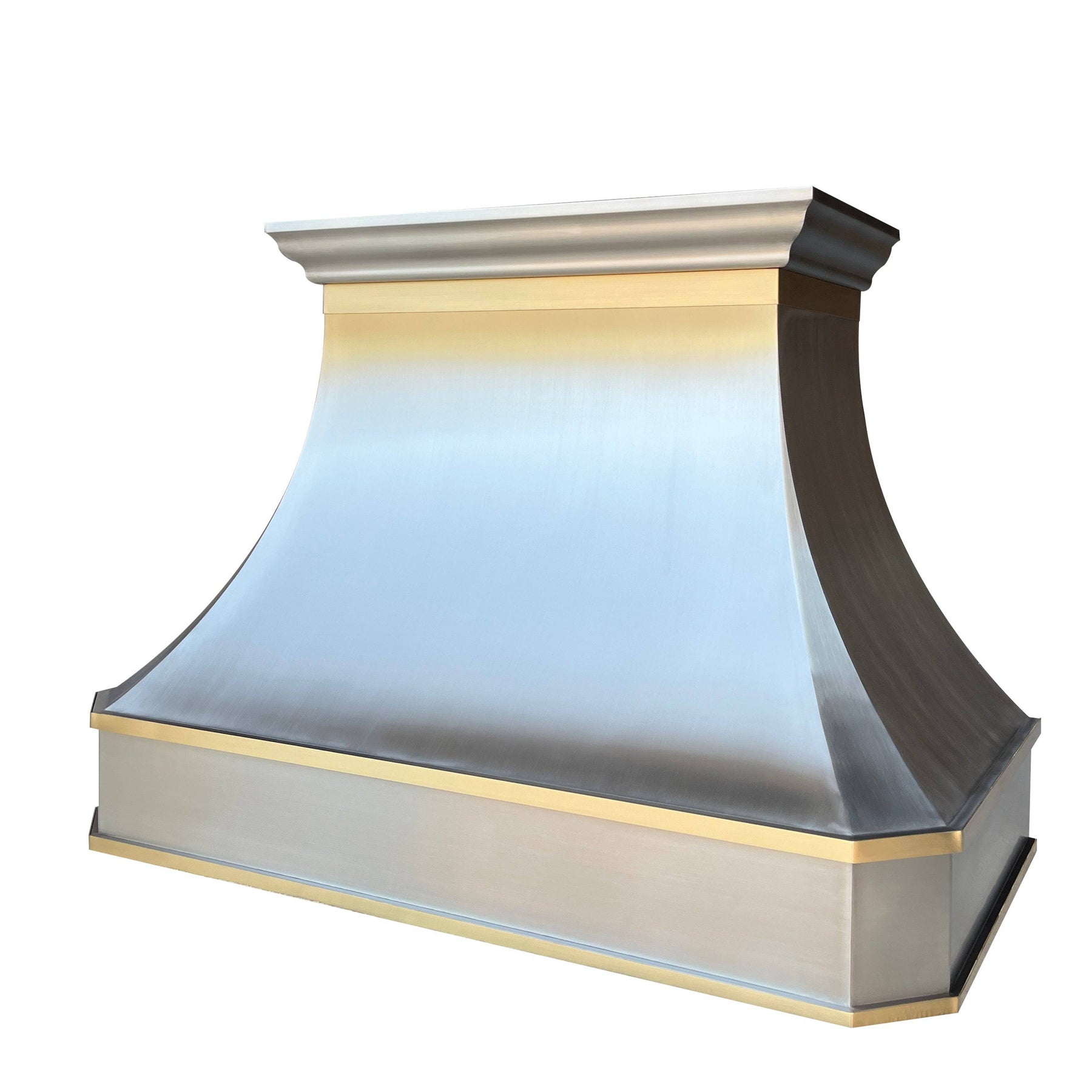 Fobest Custom Handcrafted Brushed Stainless Steel Range Hood with Horizontal Brass Strap FSS-44 - Stainless Steel Range Hood-Fobest Appliance