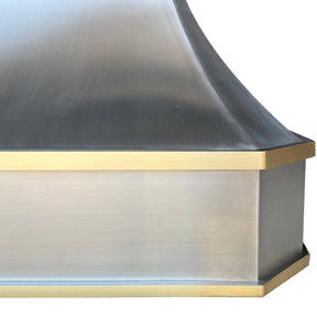 Fobest Custom Handcrafted Brushed Stainless Steel Range Hood with Horizontal Brass Strap FSS-44 - Stainless Steel Range Hood-Fobest Appliance