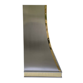 Fobest Custom Handcrafted Brushed Stainless Steel Range Hood with Polished Brass Straps FSS-130 - Stainless Steel Range Hood-Fobest Appliance