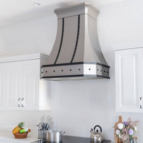 Fobest Custom Handcrafted Matte Stainless Steel Range Hood with Black Straps FSS-112 - Stainless Steel Range Hood-Fobest Appliance