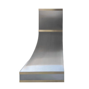 Fobest Custom Sloped Stainless Steel Range Hood with Brass Metal Straps FSS-43 - Stainless Steel Range Hood-Fobest Appliance