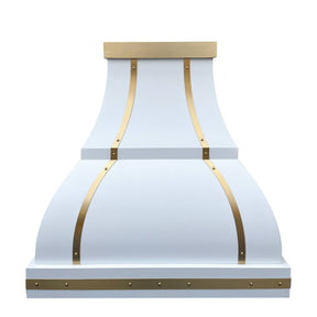 Fobest Custom White Stainless Steel Range Hood with Brass Decor FSS-34 - Stainless Steel Range Hood-Fobest Appliance