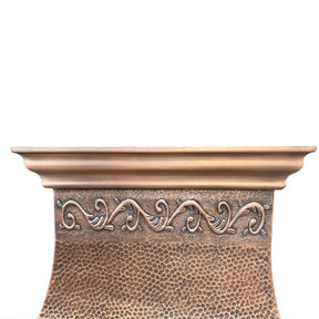 Fobest Farmhouse Antique Copper Kitchen Hood with Scrolls Apron Motifs FCP-13 - Copper Range Hood-Fobest Appliance